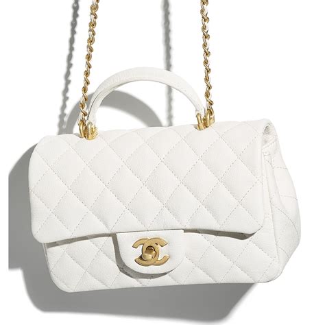 white chanel bag top handle